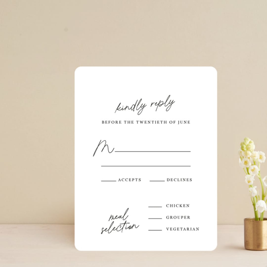 "Composure" - RSVP Cards in Tuxedo by Jackie Mangiolino - Front