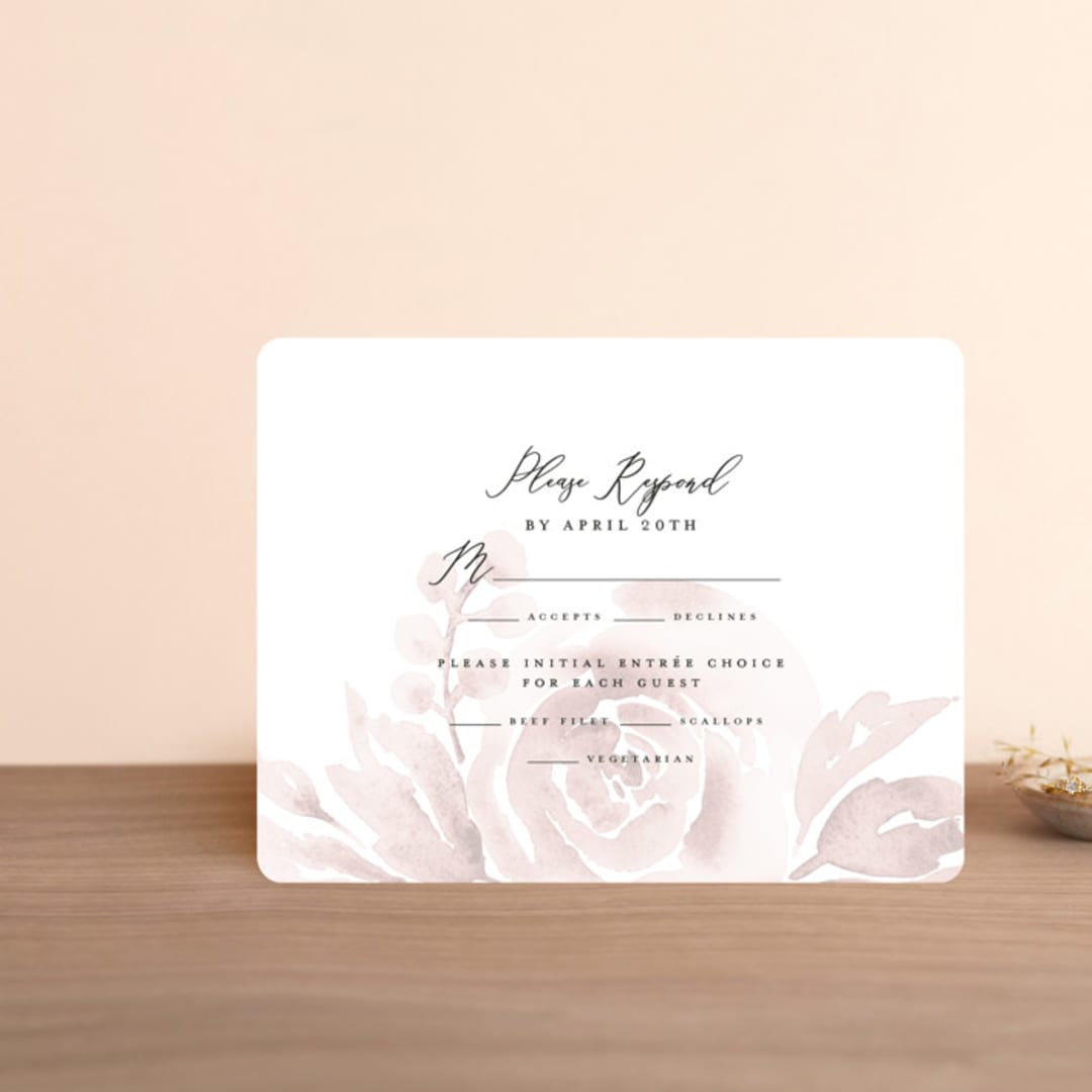 "Wedding Dream" - RSVP Cards in Blush by Chris Griffith - Front