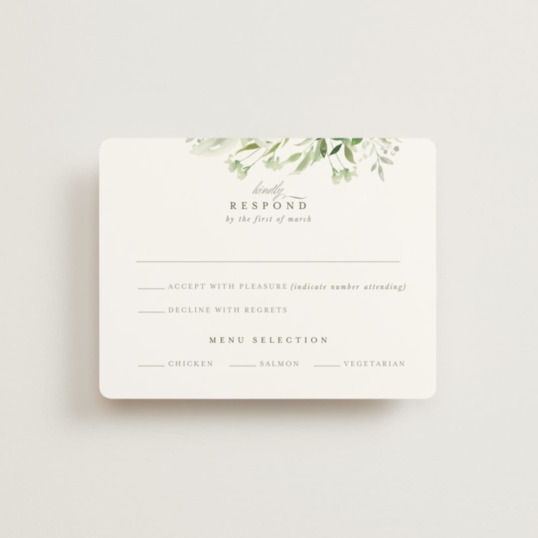 "Verdure" - RSVP Cards in Garden by Leah Bisch - Front