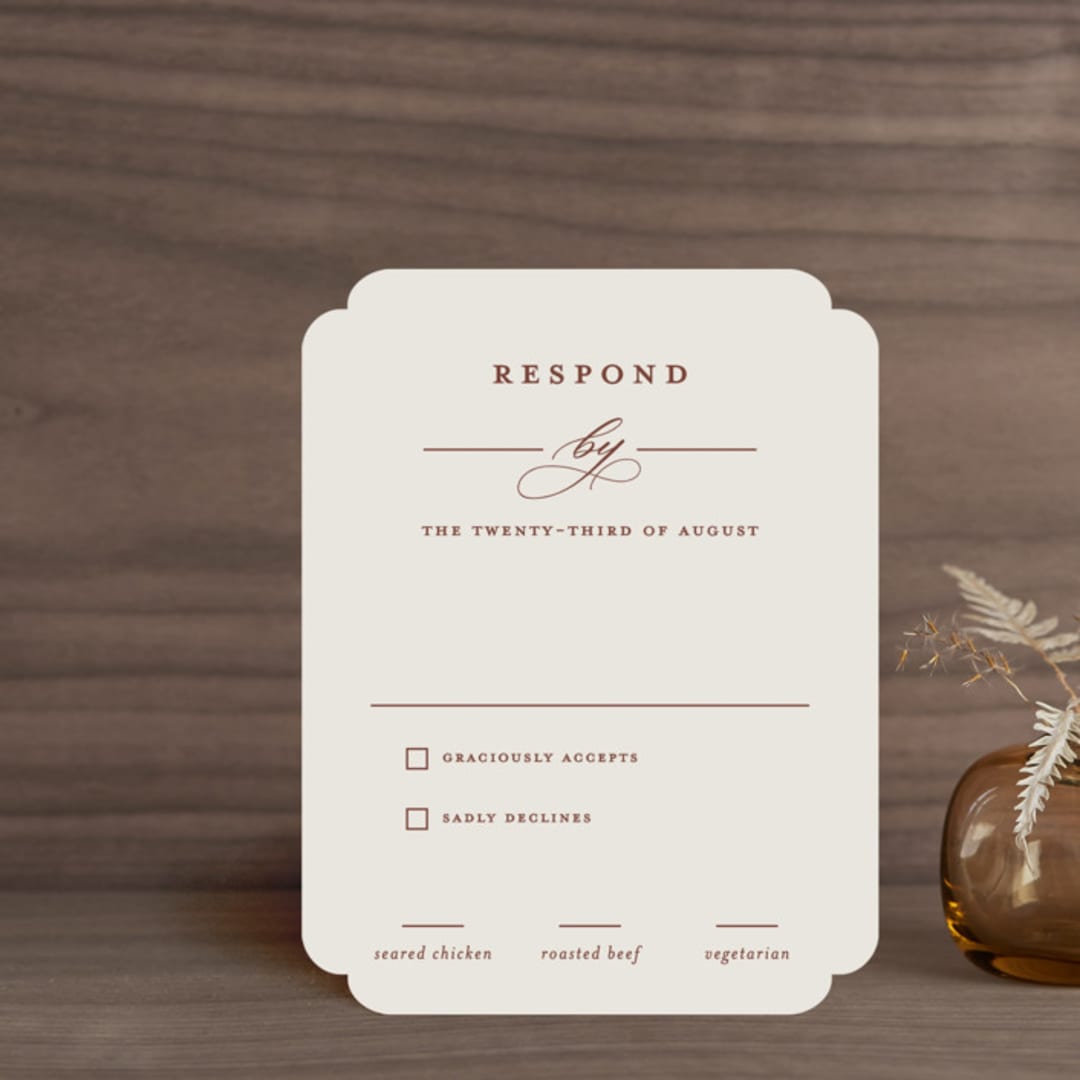 "Streamlined" - RSVP Cards in Nutmeg by Nicole Barreto - Front
