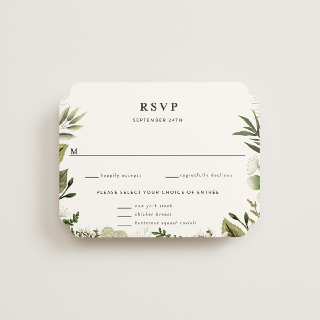 "Enchanted Greenery" - RSVP Cards in Frost by Susan Moyal - Front