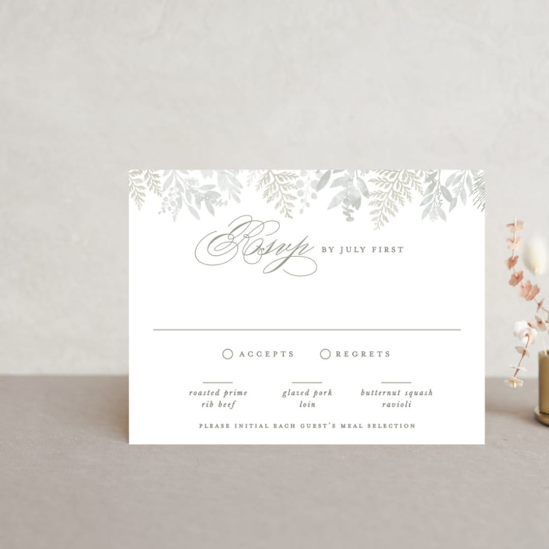 "Dear Greenery" - RSVP Cards in Eucalyptus by Hooray Creative - Front