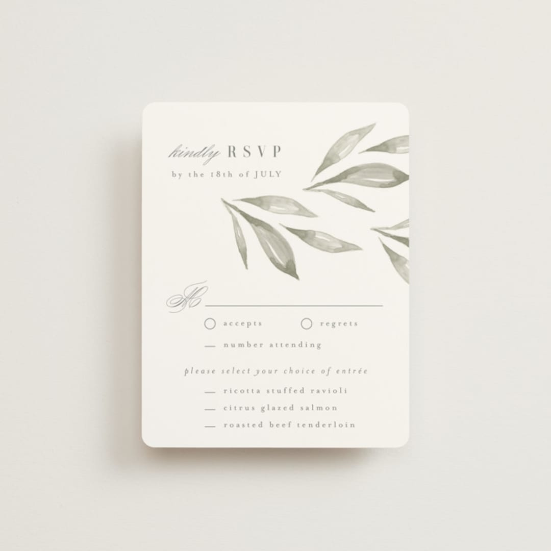 "Whispered Leaves" - RSVP Cards in Leaf by Kristie Kern - Front