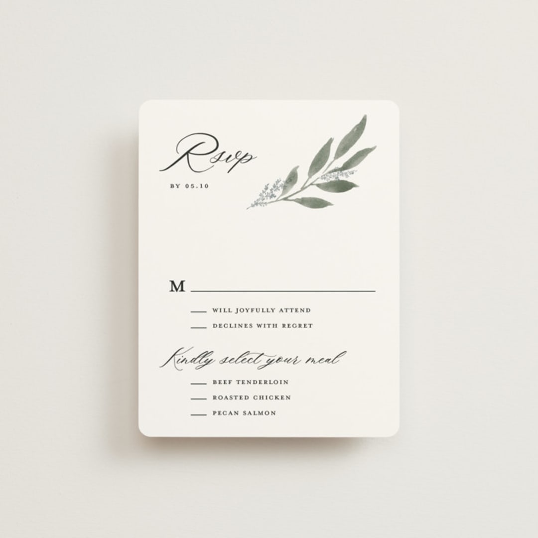"Pressed Foliage" - RSVP Cards in Heather by Stacey Meacham - Front