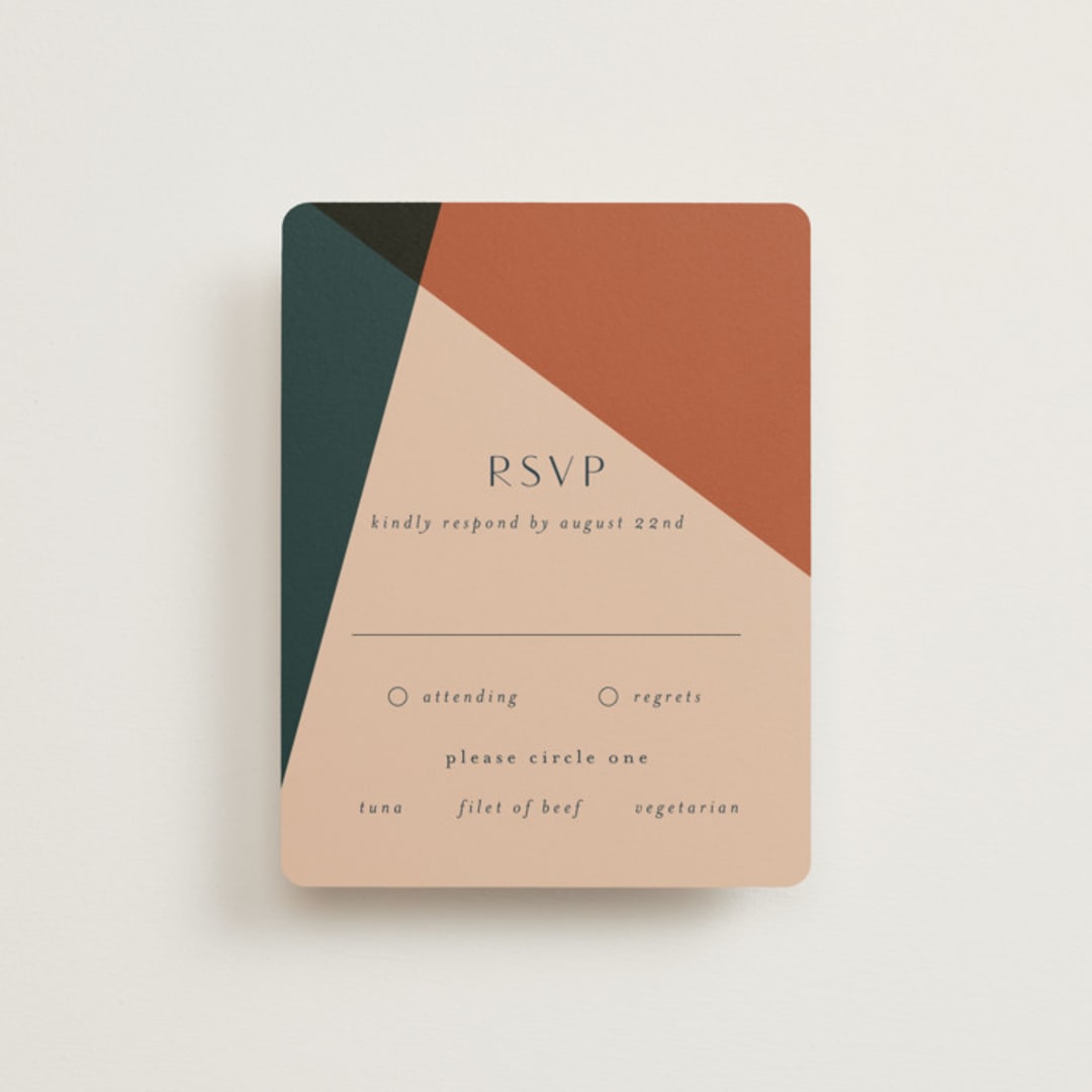 "Bold Geometric" - RSVP Cards in Terracotta by Morgan Kendall - Front