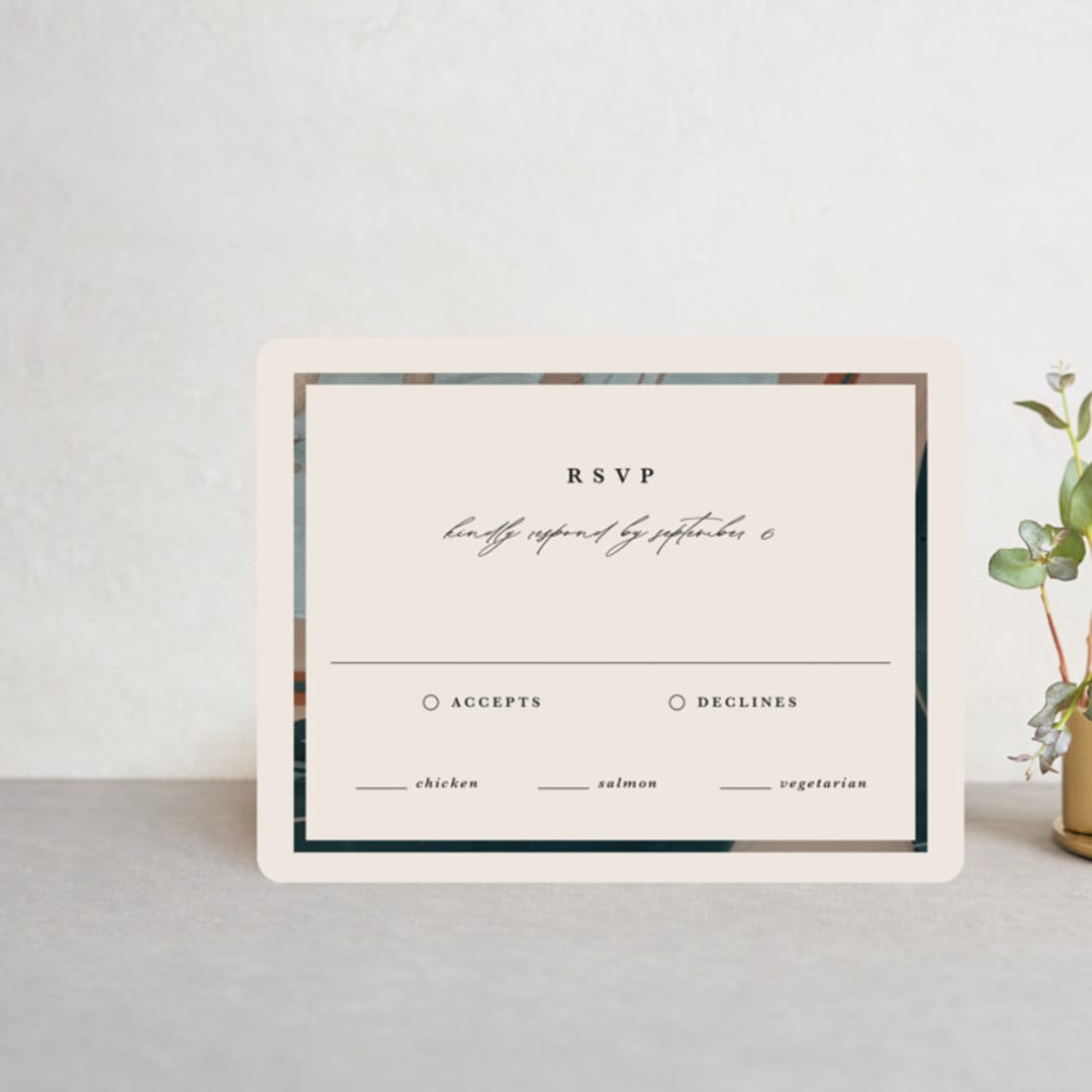 "Love Story" - RSVP Cards in Turquoise by Kate Ahn - Front