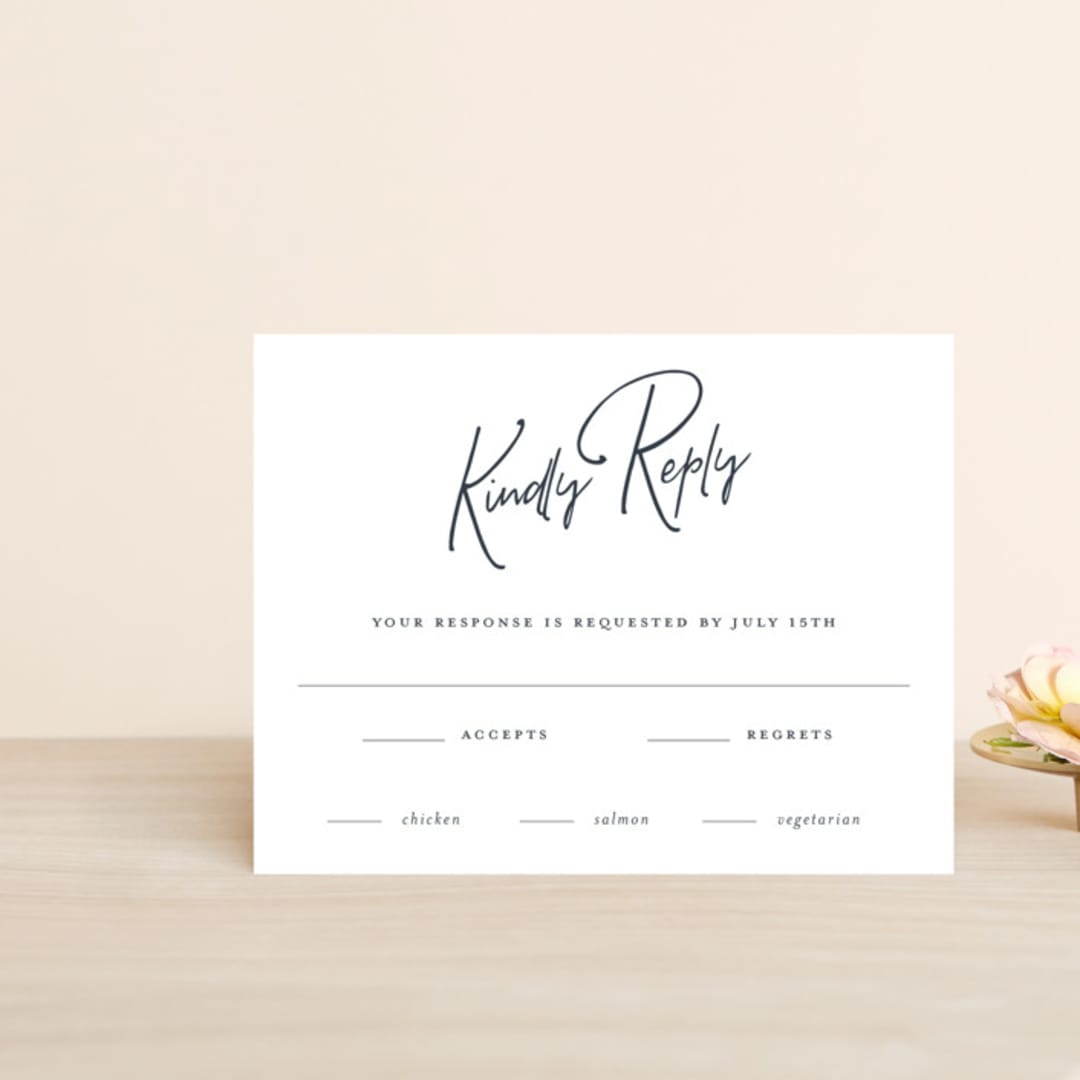 "Proposal" - RSVP Cards in Marine by Sandra Picco Design - Front