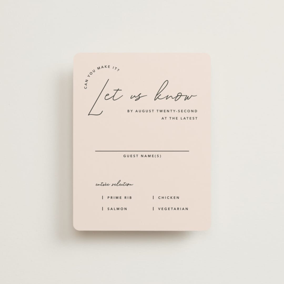 "Aesthetic" - RSVP Cards in Blush by Liz Conley - Front