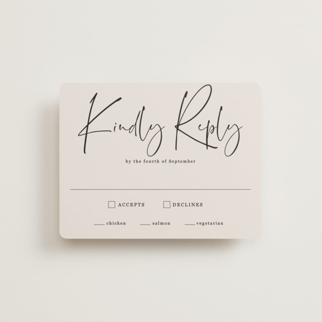 "stylist script" - RSVP Cards in Ivory by Cass Loh - Front