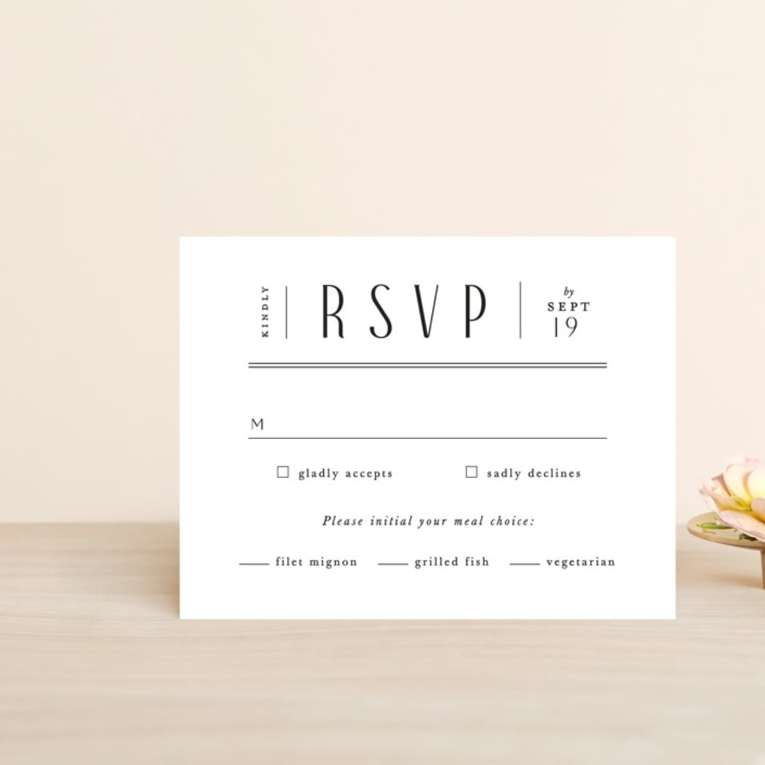 "Narrative" - RSVP Cards in Frost by Jennifer Wick - Front