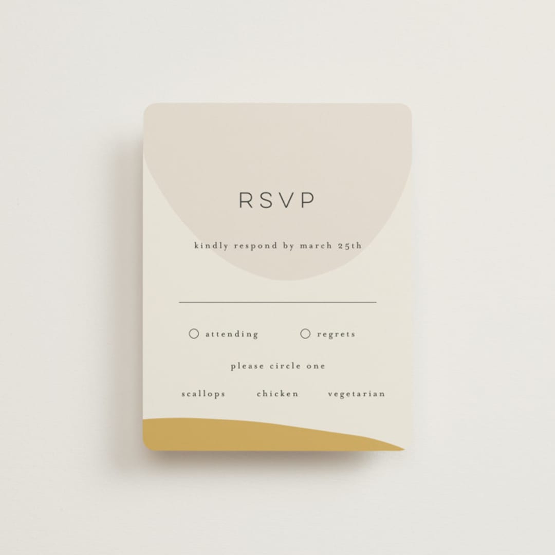 "Organic shapes" - RSVP Cards in Mustard by Morgan Kendall - Front