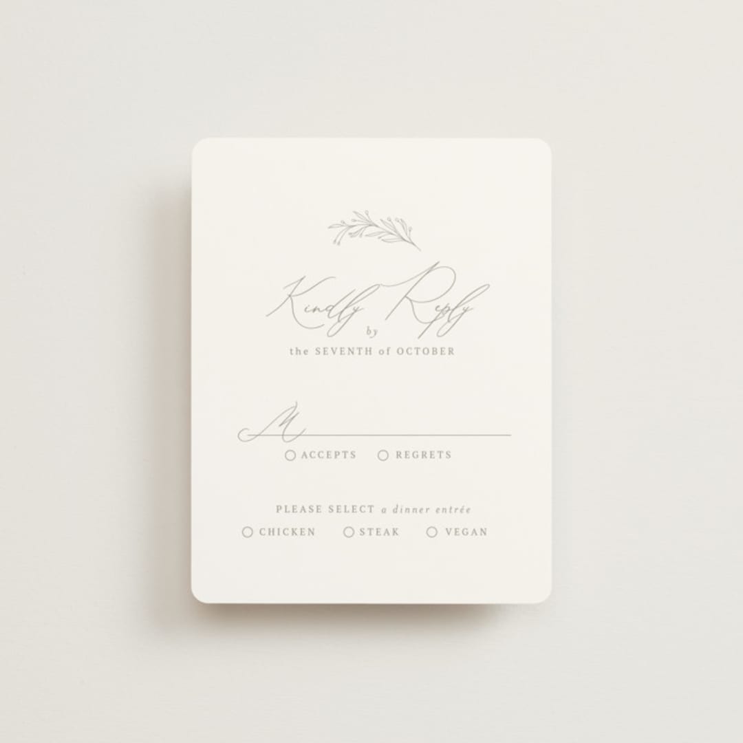 "Essential" - RSVP Cards in Mist by Design Lotus - Front