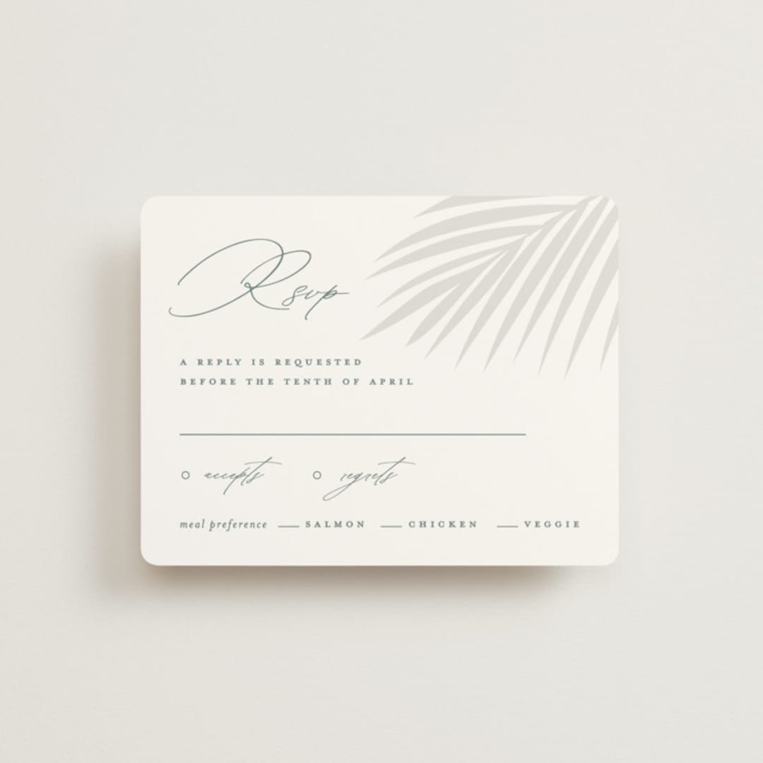 "Faded Palm" - RSVP Cards in Mist by Lauren Chism - Front