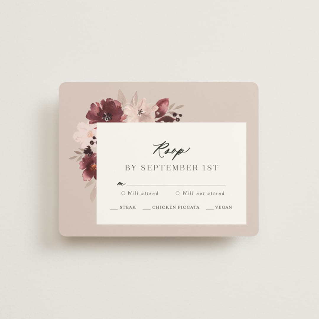"Emyn" - RSVP Cards in Burgundy by Itsy Belle Studio - Front