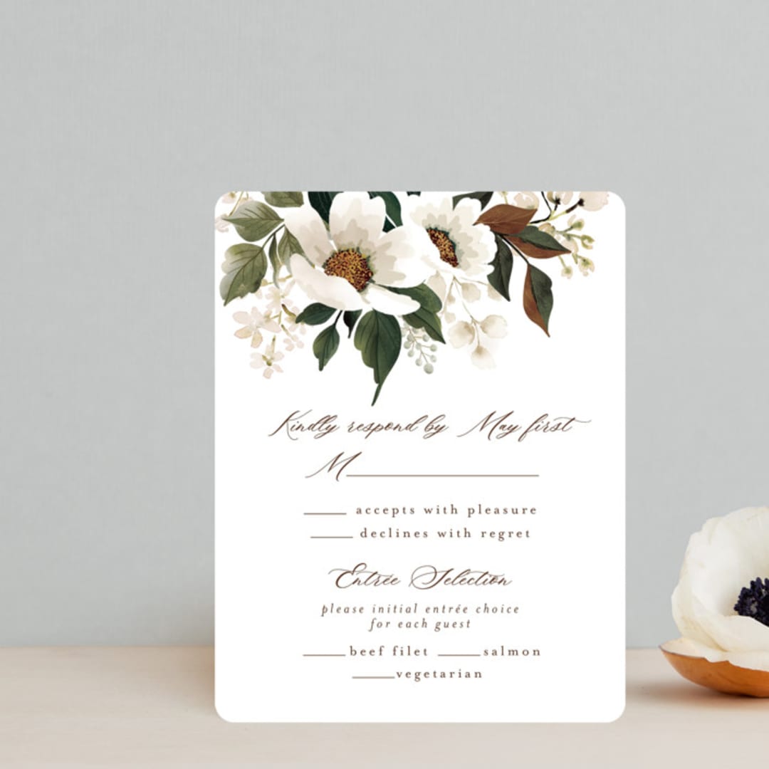 "A Garden Wedding" - RSVP Cards in Magnolia by Chris Griffith - Front