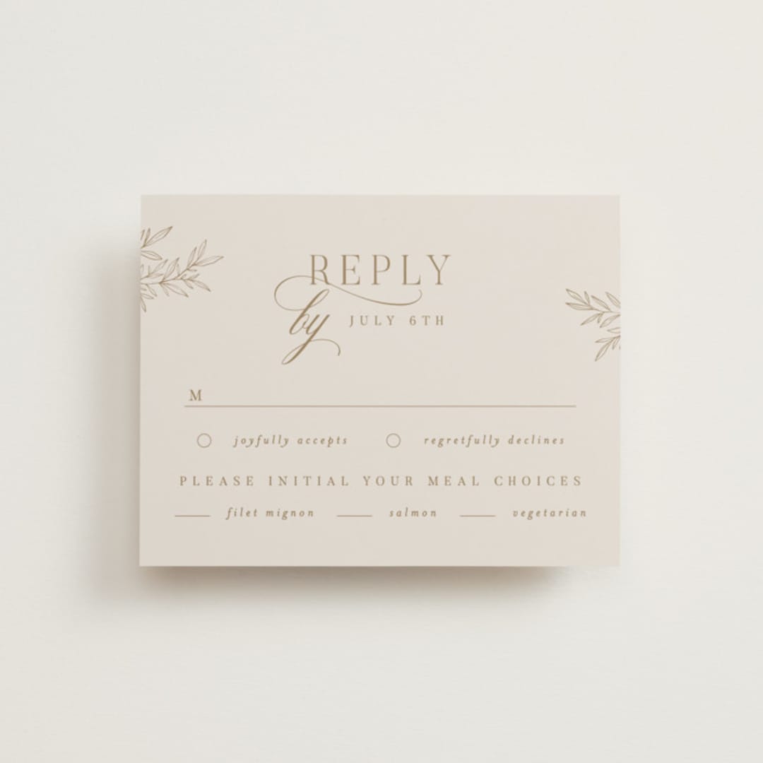 "Emblem" - RSVP Cards in Champagne by Everett Paper Goods - Front