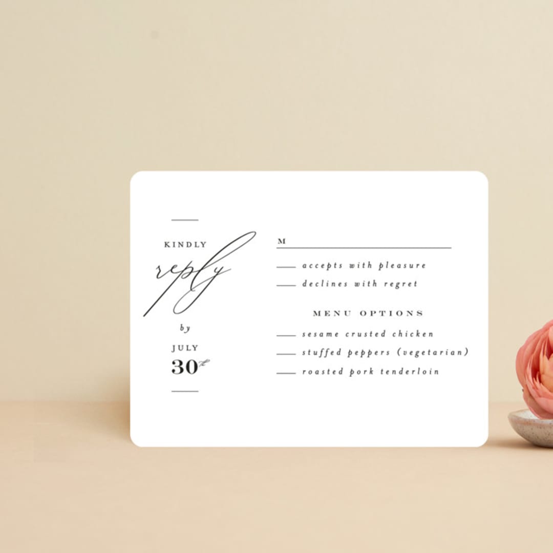 "Us" - RSVP Cards in Tuxedo by Leah Bisch - Front