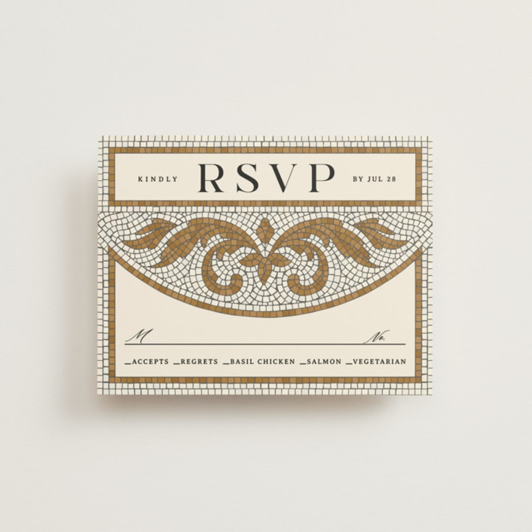 "Floral mosaic" - RSVP Cards in Sand by GeekInk Design - Front