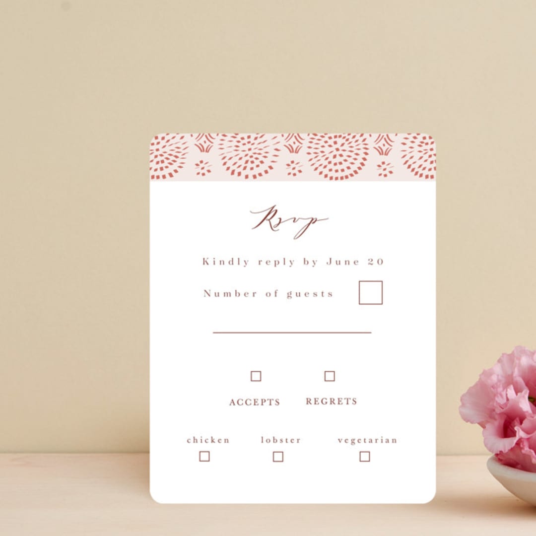 "Terracotta" - RSVP Cards in Rust by Kanika Mathur - Front