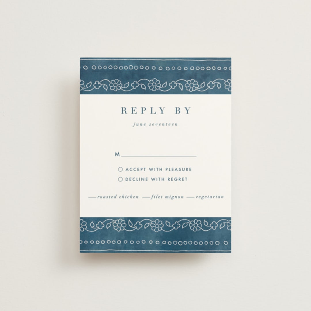 "Kantha Quilt" - RSVP Cards in Indigo by Nazia Hyder - Front