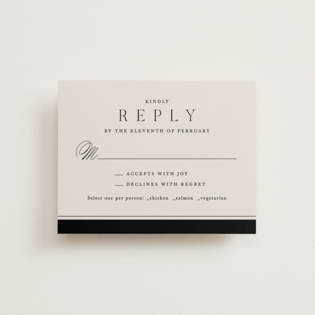 "Cambridge" - RSVP Cards in Tuxedo by Amy Kross - Front