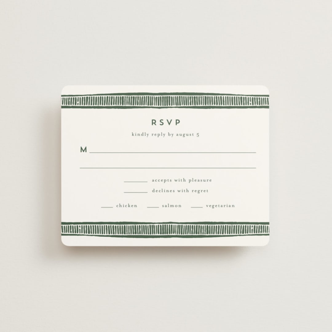 "Block Print Frame" - RSVP Cards in Fern by Katharine Watson - Front