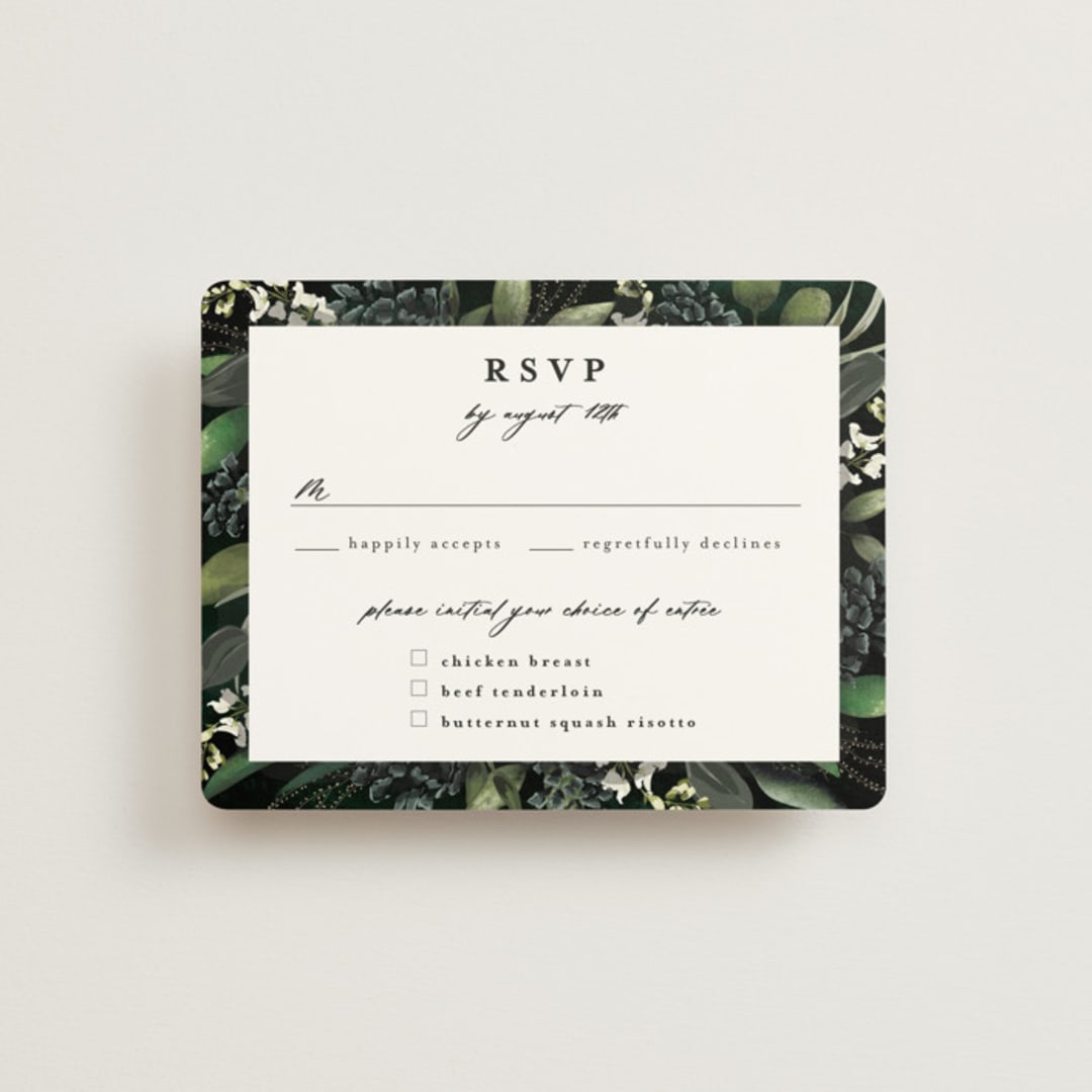 "Forest Finds" - RSVP Cards in Emerald by Susan Moyal - Front