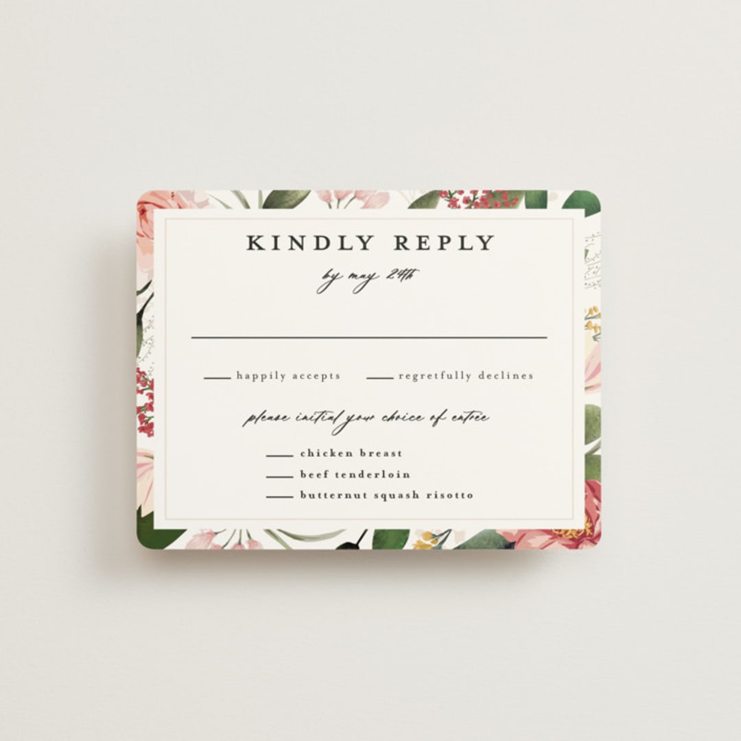 "Blossom" - RSVP Cards in Blush by Susan Moyal - Front