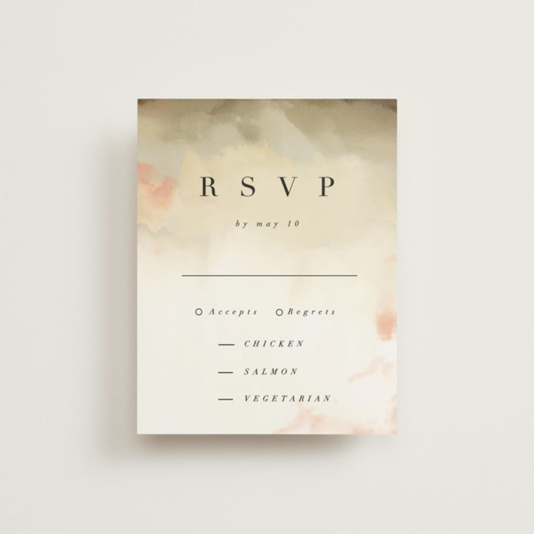 "Pastel Sky" - RSVP Cards in Moss by Hannah Williams - Front