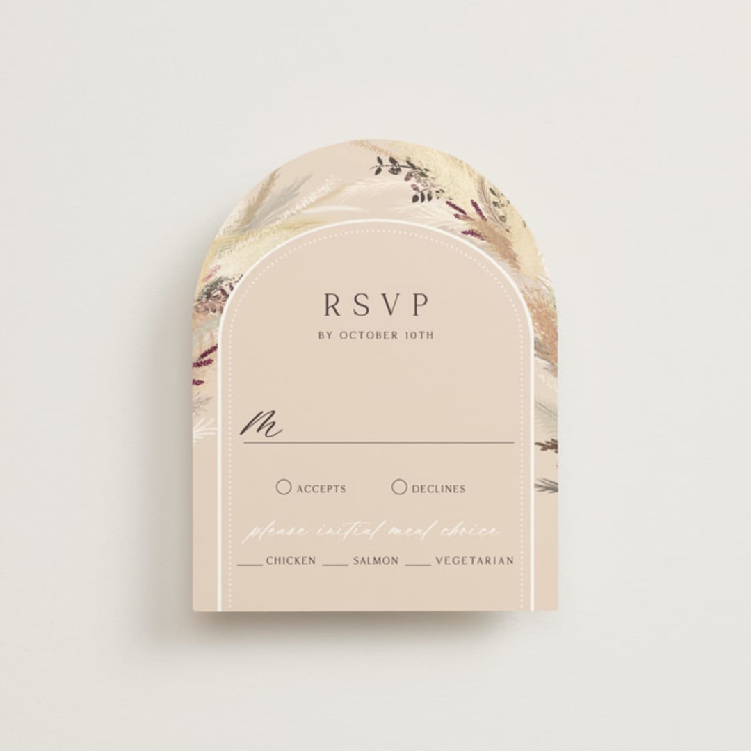 "Bohemian Pampas" - RSVP Cards in Sand by Kaydi Bishop - Front