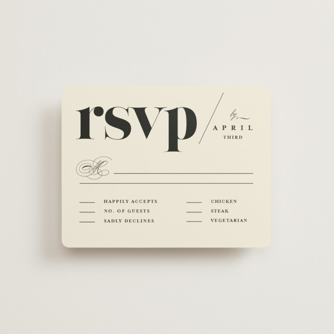 "Big Date" - RSVP Cards in Ivory by Anastasia Makarova - Front