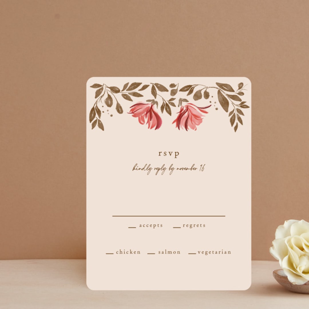 "Painterly Florals" - RSVP Cards in Scarlet by Vivian Yiwing - Front
