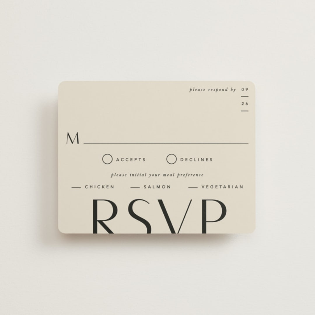 "Amara" - RSVP Cards in Sand by Robert and Stella - Front