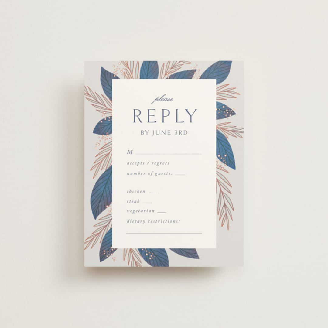 "Bouquet" - RSVP Cards in Cobalt by Jen Owens - Front