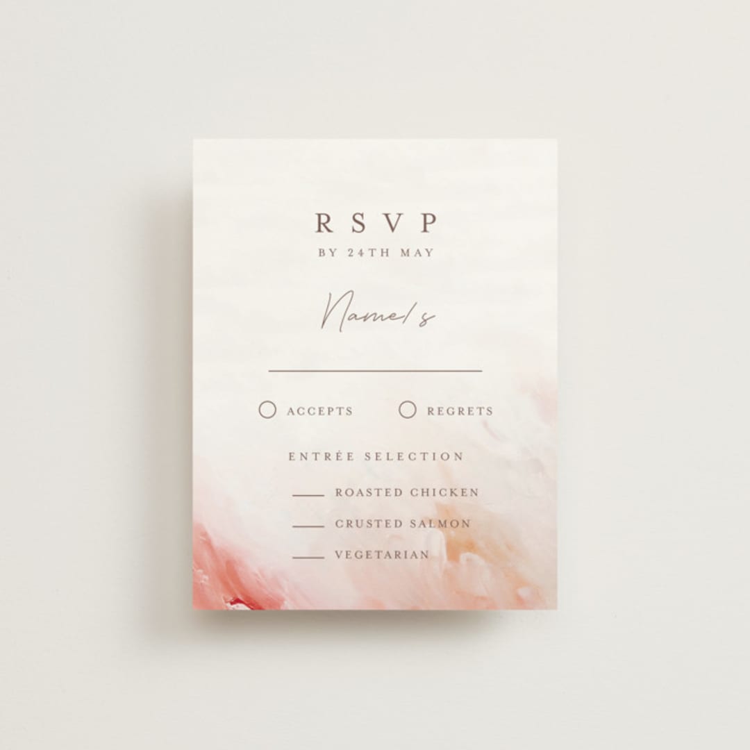 "Delicate brushstrokes" - RSVP Cards in Blush by Lucrecia Caporale - Front