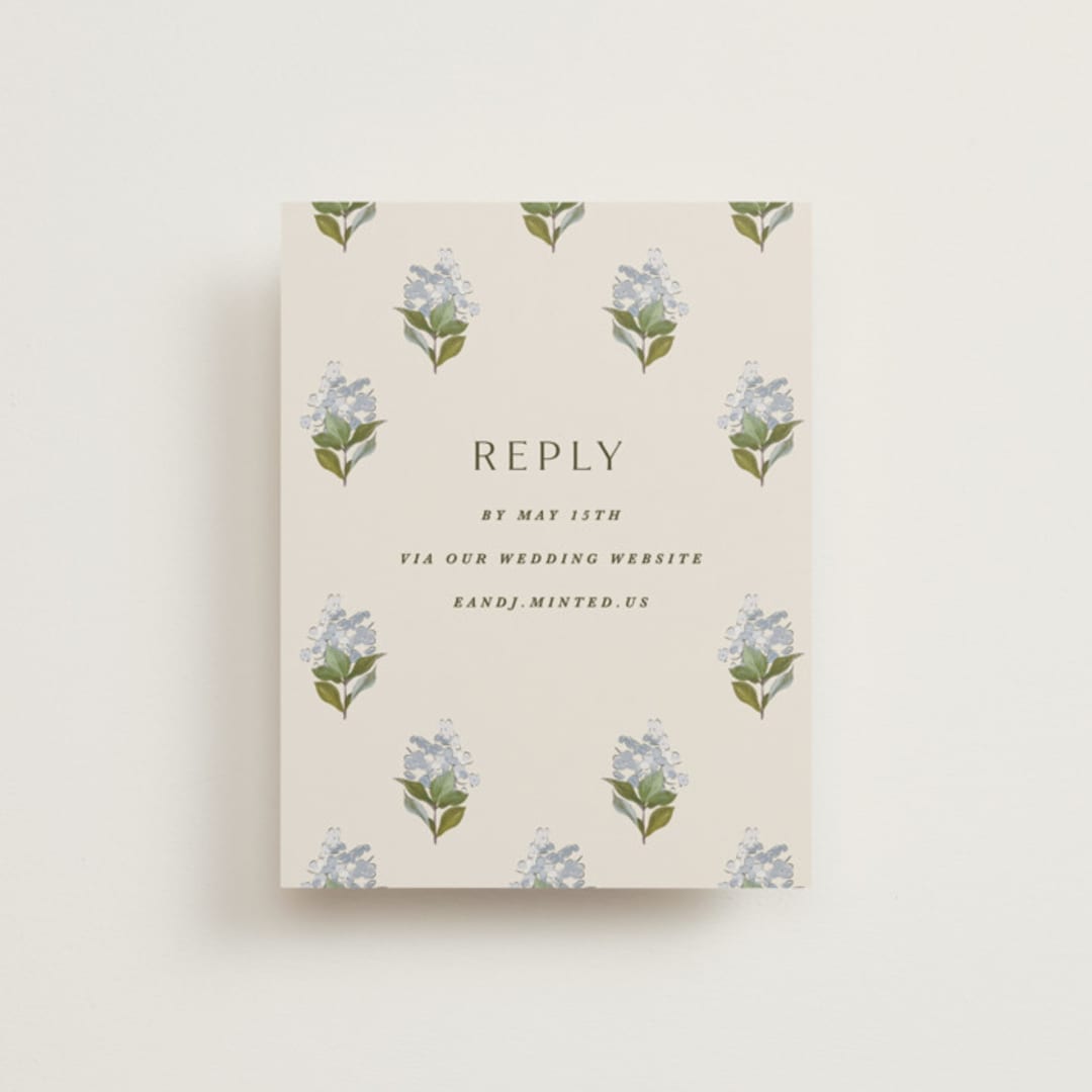 "Blockprint" - RSVP Online Enclosure Cards in Almond by Olivia Kanaley Inman - Front