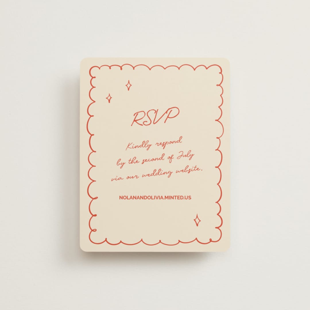 "Party On!" - RSVP Online Enclosure Cards in Sangria Spark by Zove Ahhh - Front