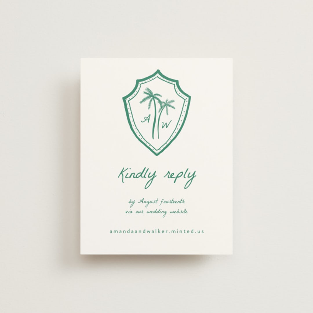 "Palm Tree Crest" - RSVP Online Enclosure Cards in Palm by Erika Firm - Front