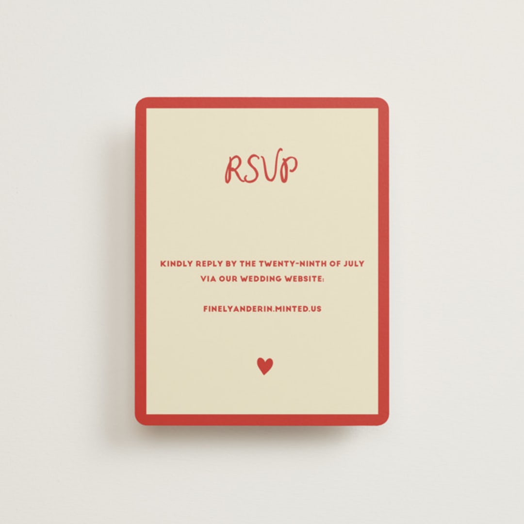 "Big Heart Wedding" - RSVP Online Enclosure Cards in Cherry by Ani Somi - Front