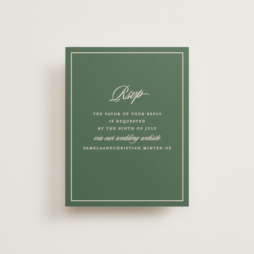 "Scripted" - RSVP Online Enclosure Cards in Emerald by Creo Study - Front