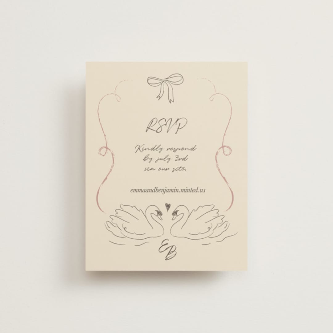 "The Swan" - RSVP Online Enclosure Cards in Buttercream by Helena Vitto - Front