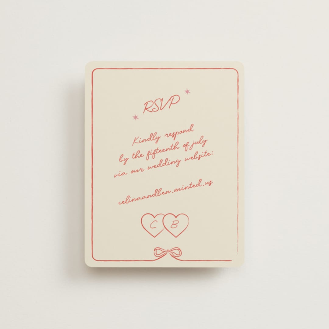 "The Bird Song" - RSVP Online Enclosure Cards in Peach by Helena Vitto - Front
