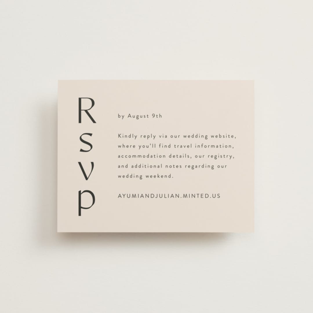 "Ayumi" - RSVP Online Enclosure Cards in Ivory by Melanie Kosuge - Front