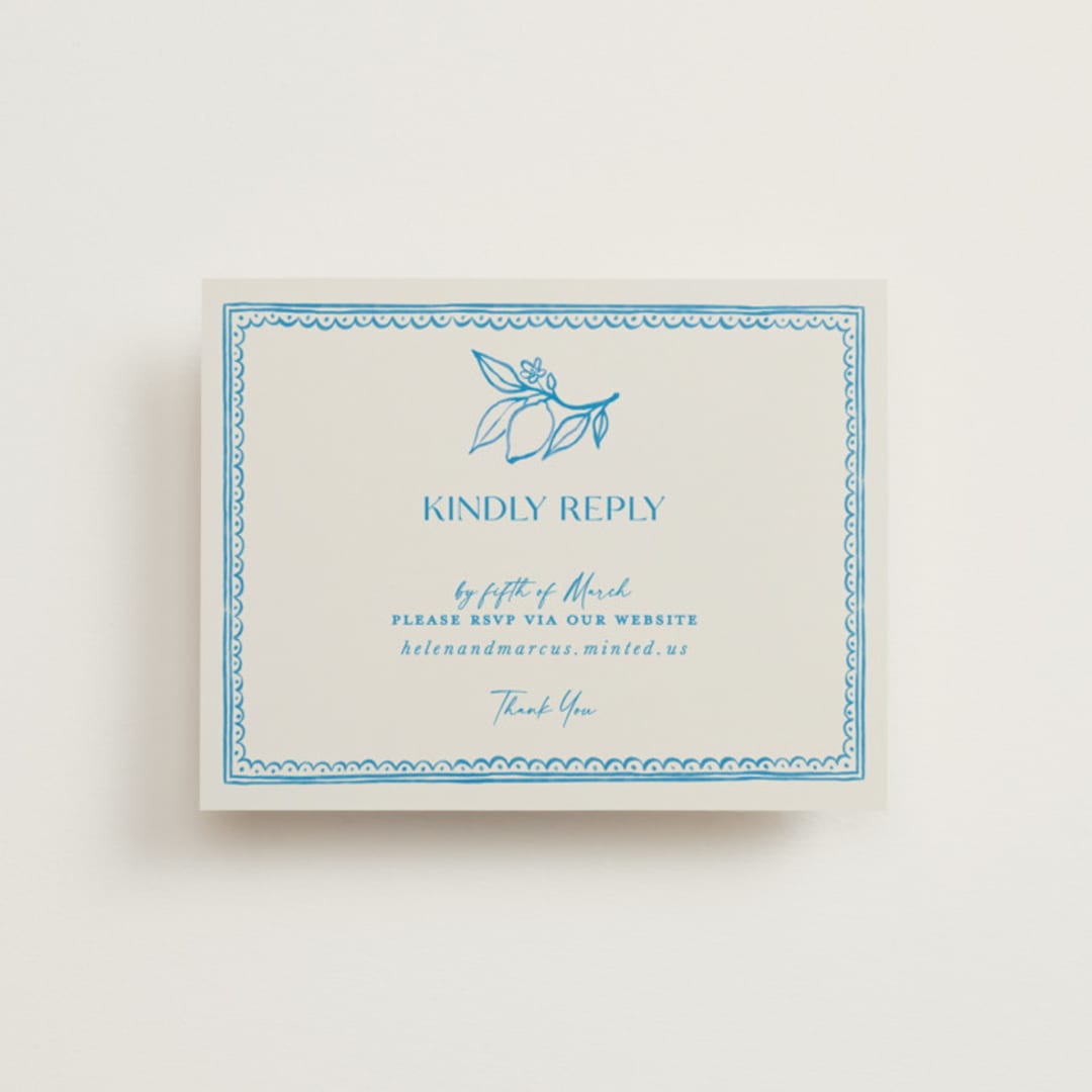"Mediterraneo" - RSVP Online Enclosure Cards in Ocean by Pati Cascino - Front