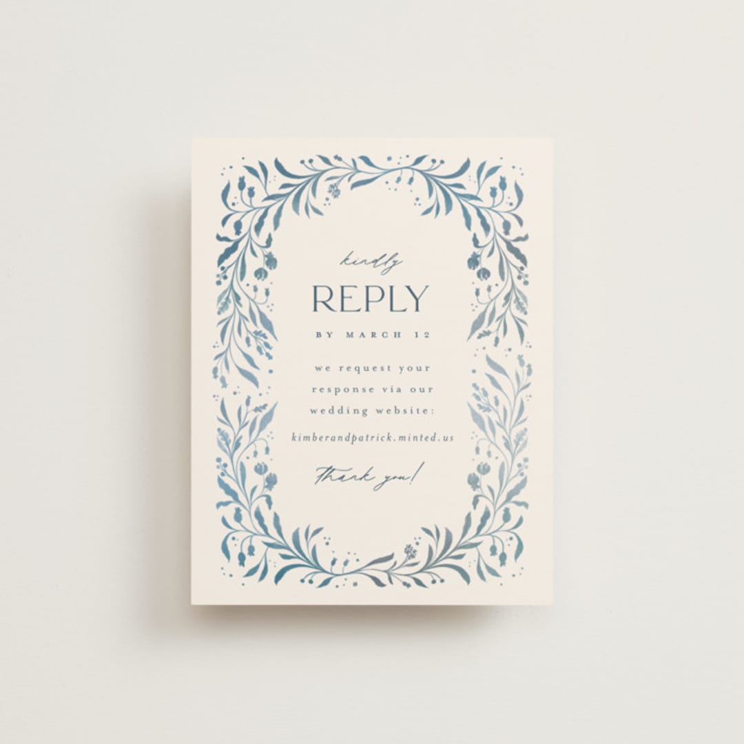 "Porcelain" - RSVP Online Enclosure Cards in Delft Blue by Ashley DeMeyere - Front