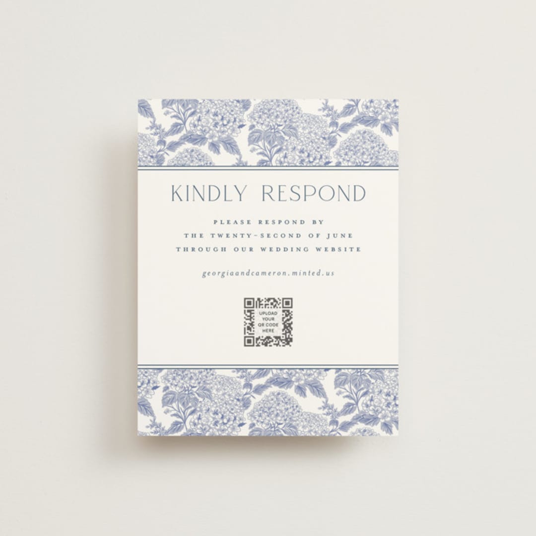 "Coastal Toile" - RSVP Online Enclosure Cards in Periwinkle by Jenna Holcomb - Front
