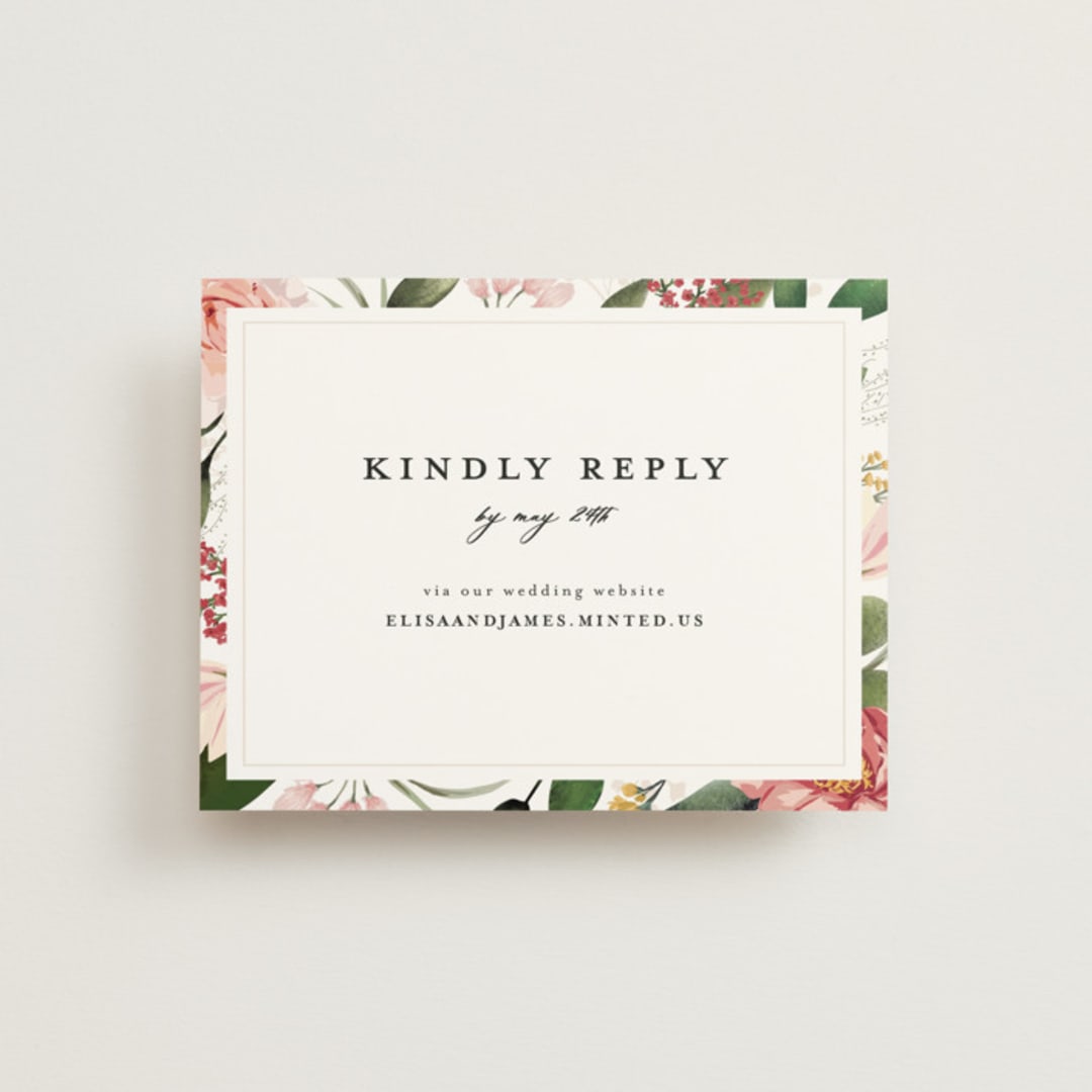 "Blossom" - RSVP Online Enclosure Cards in Blush by Susan Moyal - Front