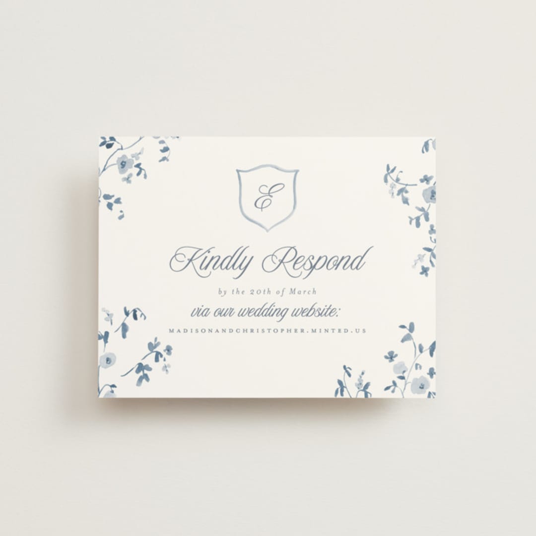 "Wildflower Corners" - RSVP Online Enclosure Cards in Bluebell by Everett Paper Goods - Front