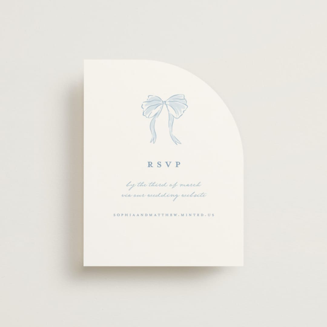 "Bow Frame" - RSVP Online Enclosure Cards in Lagoon by Leah Bisch - Front