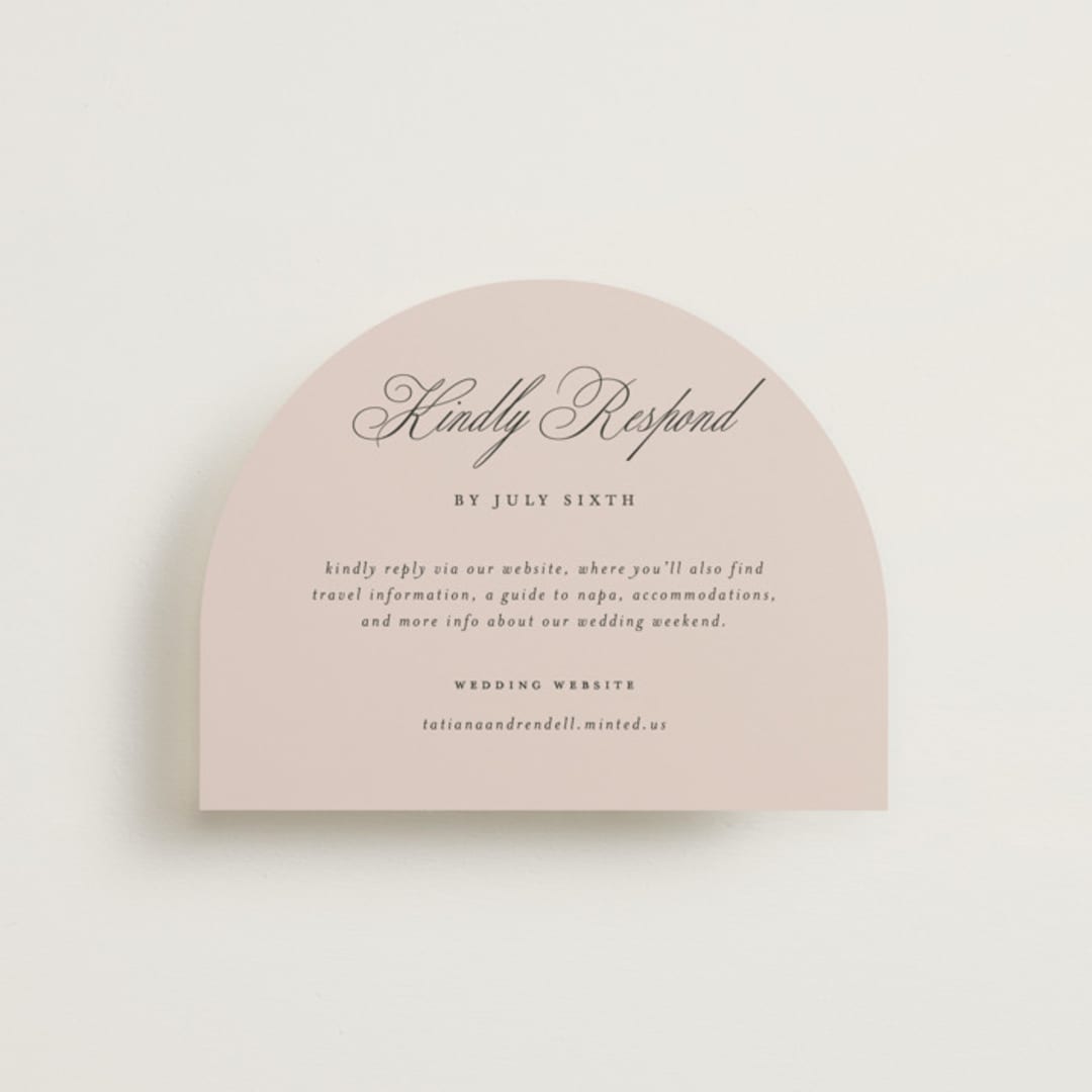 "Arch Monogram" - RSVP Online Enclosure Cards in Dusty Rose by Kelly Schmidt - Front